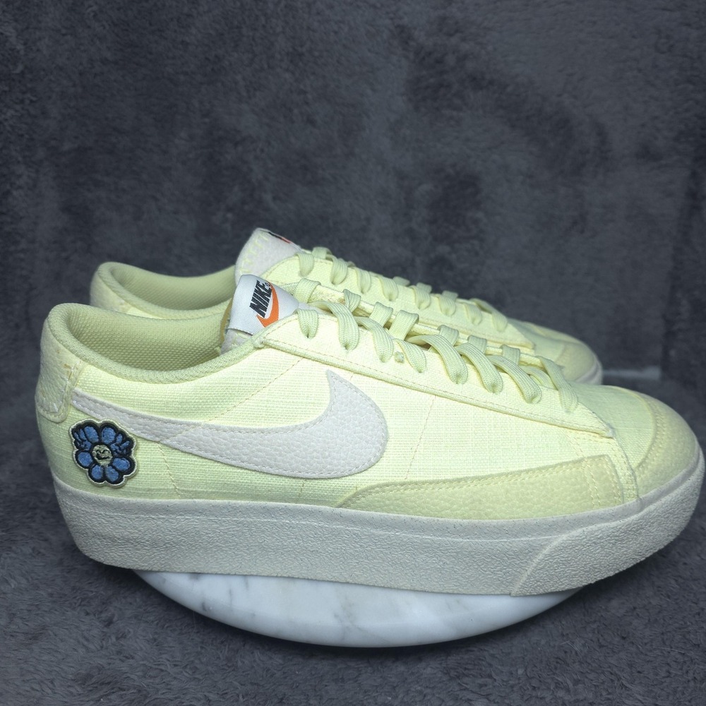 Nike Blazer Low Platform Shoes Mens Size 10.5 Yellow Flower Sneakers DJ6376-800
